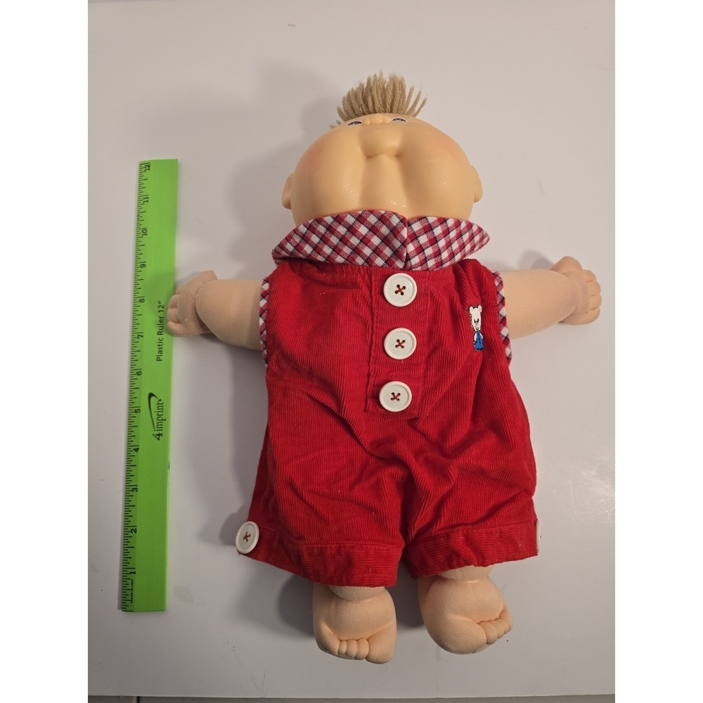 Cabbage Patch Kids 1982 Vintage Premmie Boy Doll Red Corduroy Overalls Blue Eyes - Picture 16 of 16
